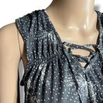 Maurice's  Womens Tank Top Sleeveless Pullover Laced V Neck Summer Gray White Med Photo 7