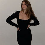 SKIMS  Black Lounge Long Sleeve Dress Photo 0
