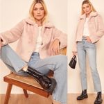 Reformation  Hampton faux fur light pink cropped jacket size L Photo 1