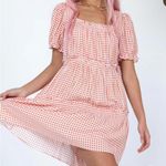 Princess Polly  Lux Mini Dress Orange Red Gingham Size 4 Tiered Photo 1