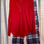 Gap LOVE By Red Plaid Flannel Pajama Two Piece Set Size Medium Photo 0