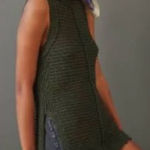 Pilcro Ribbed Knit Turtleneck Sweater Tunic Vest Green Small Anthropologie $120 Photo 0