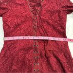 The Jetset Diaries  “The Ruins” Cranberry Red Lace-Up Bodycon Lace Dress Photo 5