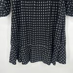 Old Navy  Defined Waist Dress Black White Print Long Balloon Sleeves Keyhole Sz M Photo 7