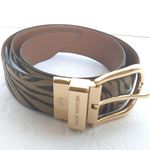 Michael Kors New!  Reversible Leather Belt Zebra Print Gold-tone Logo Buckle SM Photo 7