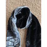 Traditional Craft Silk Black Gray Velvet Geometric Abstract Scarf Neck Wrap Photo 3