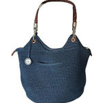 The Sak  Blue Crochet Women's Handbag with Braided Handle Photo 0