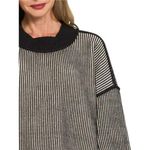Zenana Outfitters Exposed Seam Two Tone Ribbed Sweater Photo 1