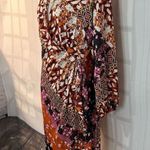 Lefties long sleeve bohemian print faux wrap satin dress size euro medium Photo 4