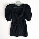 Lovers + Friends Blessed Dress Puff Sleeve Cotton Poplin Black Size Medium Photo 2