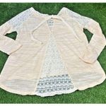 Anthropologie hazel Light Weight Long Sleeve Semi-Sheer Cream Sweater w/ Lace M Photo 6