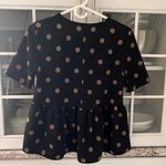 ZARA  Black and Tan Polka Dot Peplum Blouse Photo 1