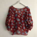 Urban Outfitters  Pins And Needles Sheer Burgundy Floral Cropped Top Size XS‎ Photo 4