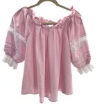 Romeo + Juliet Couture Romeo & Juliet M Couture Off Shoulder Puff Sleeve Blouse Baby Pink Lolita Lace Photo 2