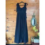 Lulus NWT  Radiant Charisma Black Chiffon Ruched Tie-Strap Maxi Dress Wedding L Photo 2