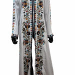 Qadri Made by Alkaram Embroidered Maxi Abaya Duster Kaftan White Multicolor 46 Size XL Photo 0