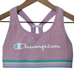 Champion Sports Bra Pink Gingham Activewear Top Athleisure Photo 0