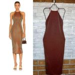 ALIX NYC Shiloh Halter Dress in Iridescent Copper medium Brown Photo 0