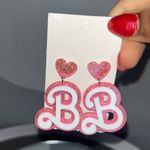 Pink Barbie Logo Acrylic Drop Earrings Photo 2