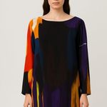 Tyler McGillivary Abstract Brushstroke Tunic Dress Bold Multicolor Viscose Sz M Size M Photo 0