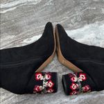 EXPRESS  Black Faux Suede Embroidered Sequin Floral Bootie Sz 6.5 Photo 4