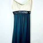 Sweet Storm Off White with Grey Sequin Size Small Y2K Formal Mini Dress Sheer Photo 0