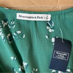 Abercrombie & Fitch Floral Green Tie Front Ruffle Blouse Photo 6