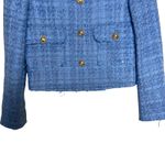 ZARA  Lined Textured Tweed Jacket Crop 8270/397 Sky Baby Blue XS Photo 5
