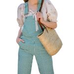 PLANTE Women's Green Gingham Overalls Jumpsuit Size L Made in USA Size L Photo 1