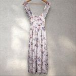 Self‎ Contrast Gianna Ruffle Neckline Floral Smocked Maxi Dress Sz S Romantic Photo 2