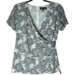 St. John  Metallic Silk Faux-Wrap Blouse Size 6 Photo 2