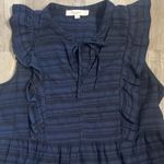 LOFT Women's Sleeveless Blue Striped Ruffle Tie Photo 9