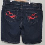 Rocawear  Vintage Women's Dark Denim Shorts with Red Detailing Size 15 Photo 1