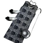 Vintage 60s Goldworm knit abstract print black and silver dress Size M Photo 1