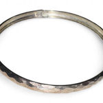 None Authentic Vintage Mexican 925 Sterling Silver Hammered Hinged Bracelet Photo 0