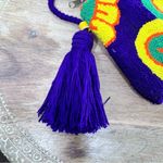 Colombian Wayuu Purple Butterfly Flowers Handmade Purse Bag & Coin Purse Artisan Photo 4
