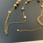 Vintage Avon 1980 Pink Beaded Gold Tone 3 Strand Chain Necklace 18” Photo 4