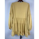 Girl And The‎ Sun Mustard Yellow Lorey Long Puff Sleeve Tiered Linen Blend Dress Size L Photo 7
