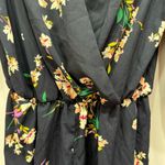 Shorts Romper Navy Blue Floral Print Wrap Front from ModCloth by Gilli Size L Photo 4