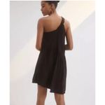 Anthropologie Ruffled One Shoulder Asymmetrical Mini Dress In Black Size XS Photo 1