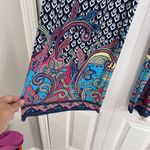 Womens wide leg semi sheer fold over pull on pants blue medium Photo 1