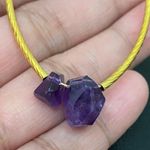 Amethyst Natural Raw Pendant Magnetic Clasp Gold-tone Skinny Chain Necklace Photo 7