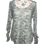Chaser SMALL Camouflage Crewneck Elastic Scrunch Long Sleeve Pullover Tee Top Photo 0