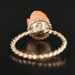 1980’S SOLID 14K YELLOW GOLD GENUINE CORAL CARVED ROSE BUD RING (8.25) Pink Size 6 Photo 3