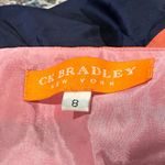 CK BRADLEY STRAPLESS NAVY BLUE PEACH COLORBLOCK SATIN CHARLESTON SILK DRESS Size 8 Photo 2
