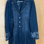 EthyL Denim Embellished Jeans Jacket Women's XL Dark Wash Rhinestone Embroidery Black Photo 0