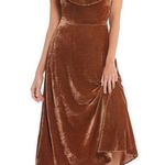 Gianni Bini  Velvet Midi Dress Women’s Size XL Bronze Ruffle Holiday Party Photo 0
