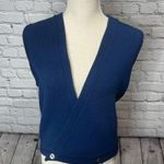 Vintage campus acrylic sweater vest medium Blue Photo 3