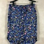 LAUREN RALPH LAUREN Floral Satin Button Front Skirt, 8 Blue Photo 1