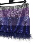 Lovers + Friends  Sirena Skirt in Purple Multi Sequin size Medium Mini Feathers Photo 5